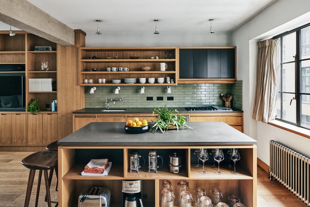 A Modern London Home with Custom Built Oak Furniture 6 kitchen-oak-cabinets-open-cabinets-nordroom