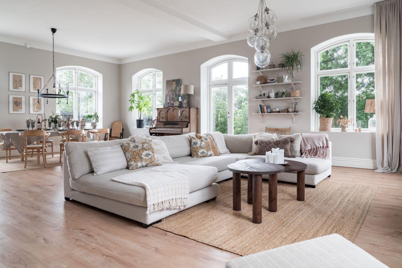 A Former Swedish School is Now a Beautiful Home 11 light-colored-living-room-nordroom