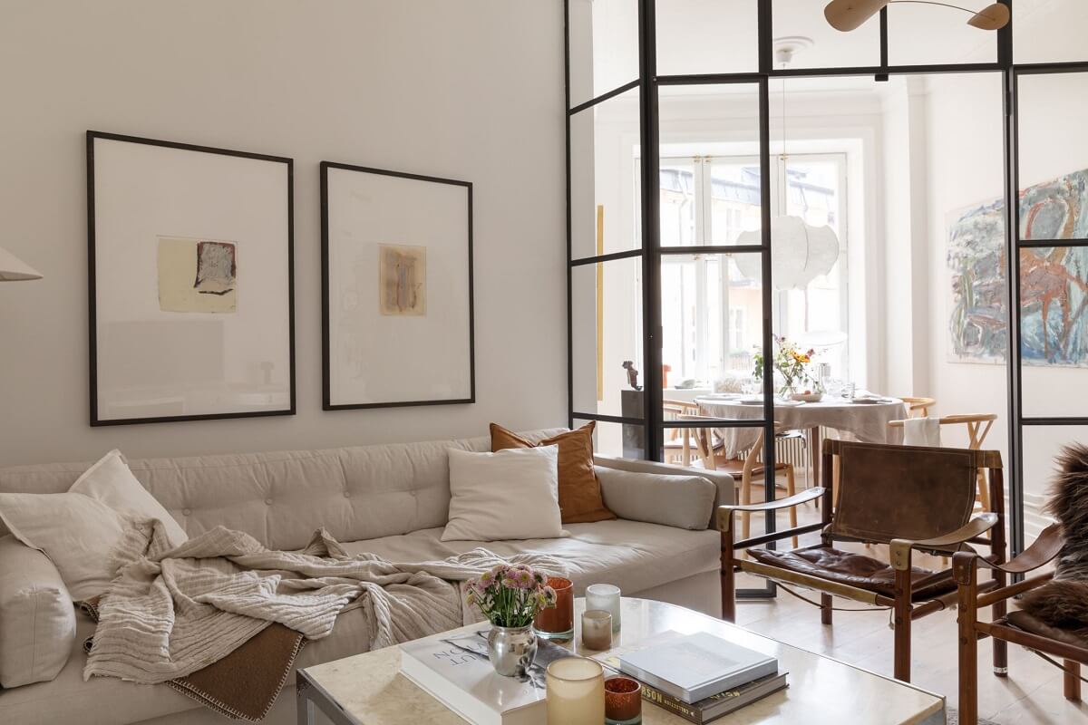 A Light Swedish Apartment with an Industrial Glass Wall 2 living-room-industrial-stel-glass-wall-nordroom