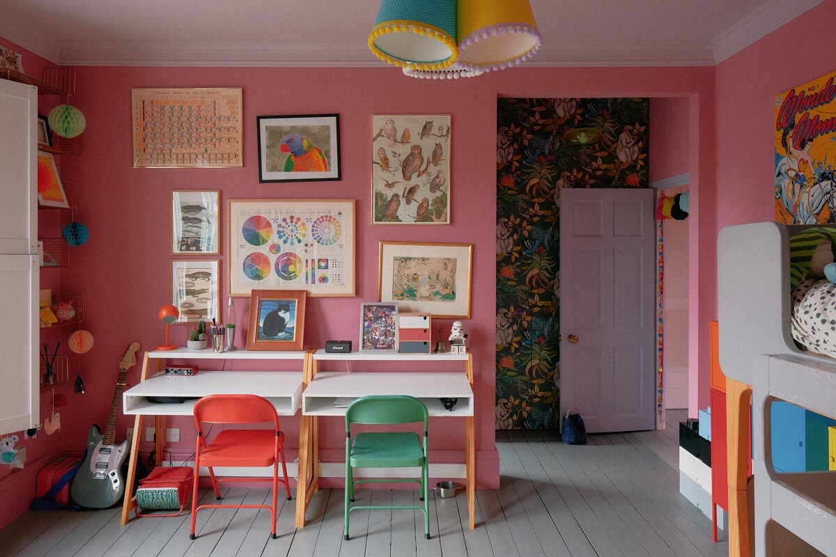 A Fun Colorful Family House in England 25 pink-colorful-childrens-bedroom