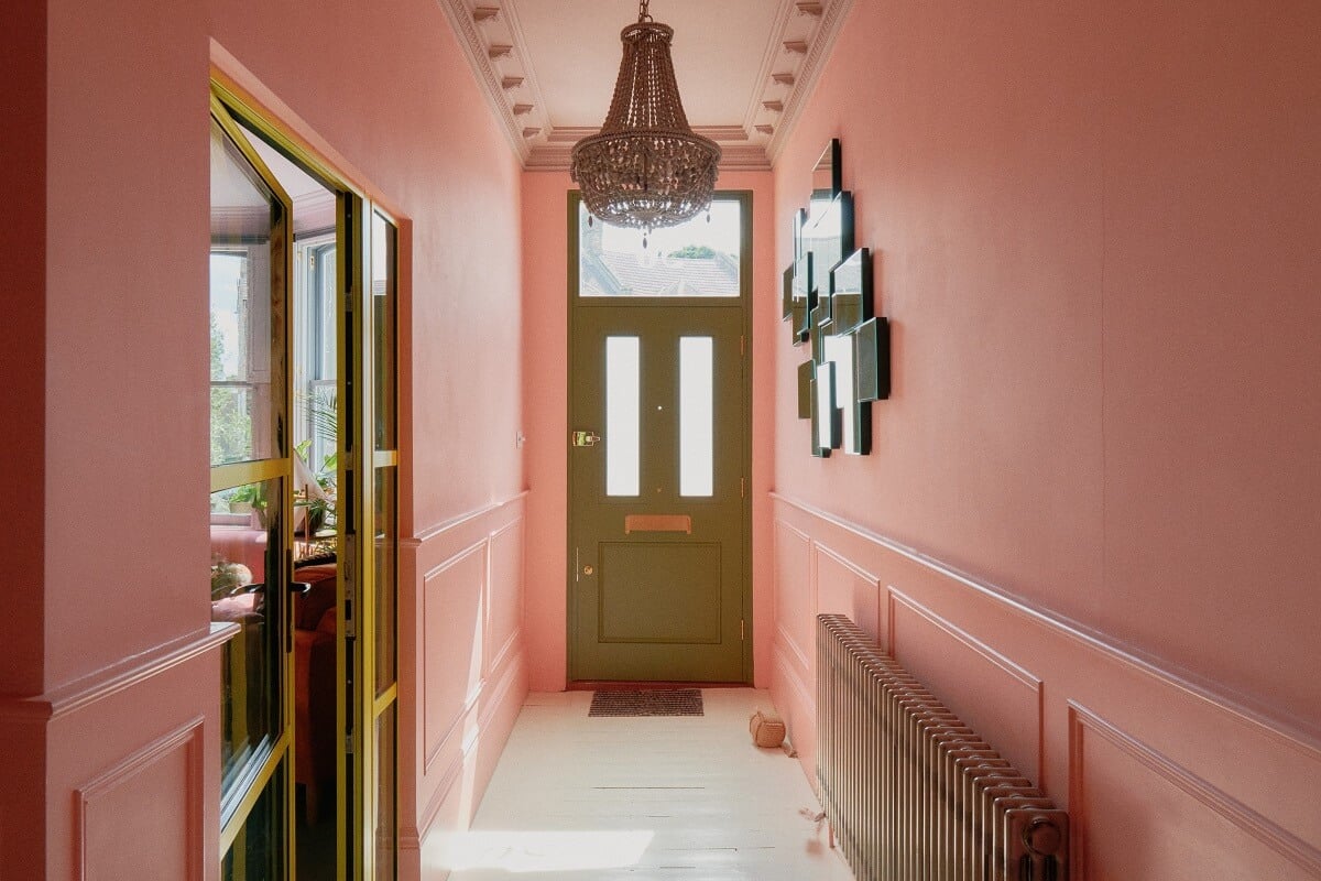 A Fun Colorful Family House in England 12 pink-hallway-colorful-home-nordroom