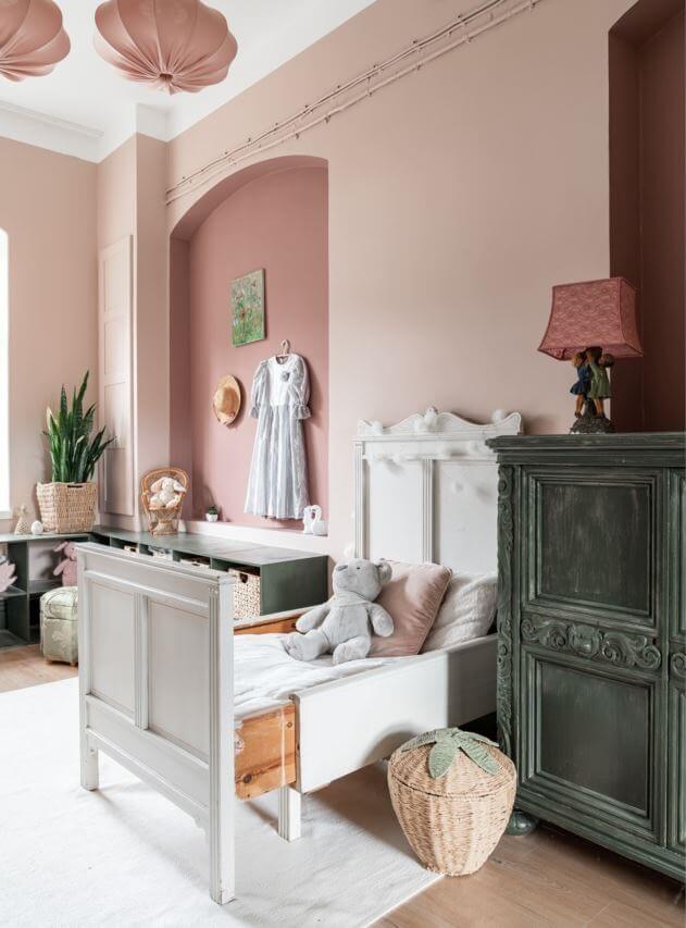 A Former Swedish School is Now a Beautiful Home 22 pink-walls-childrens-room-high-ceilings-nordroom
