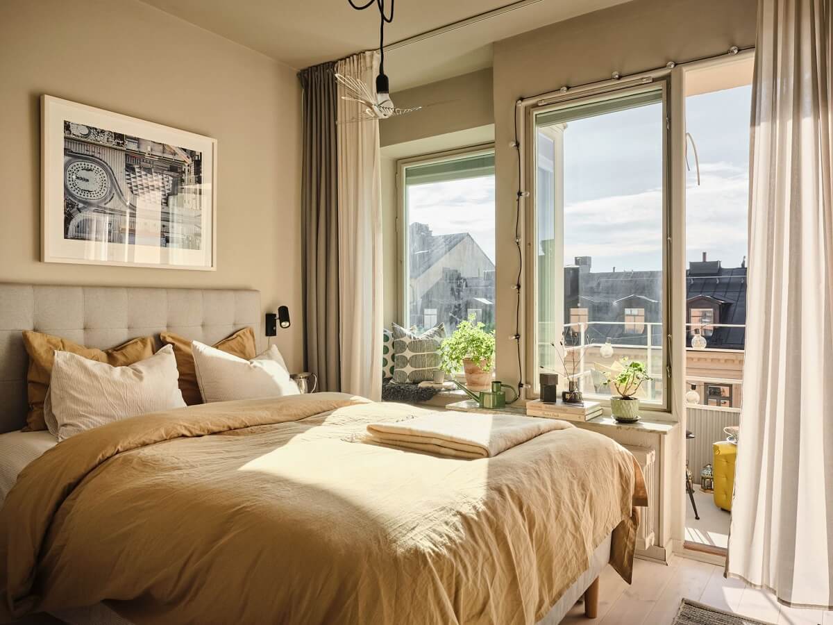 A Serene Beige Apartment with Two Balconies 13 serene-beige-bedroom-balcony-nordroom