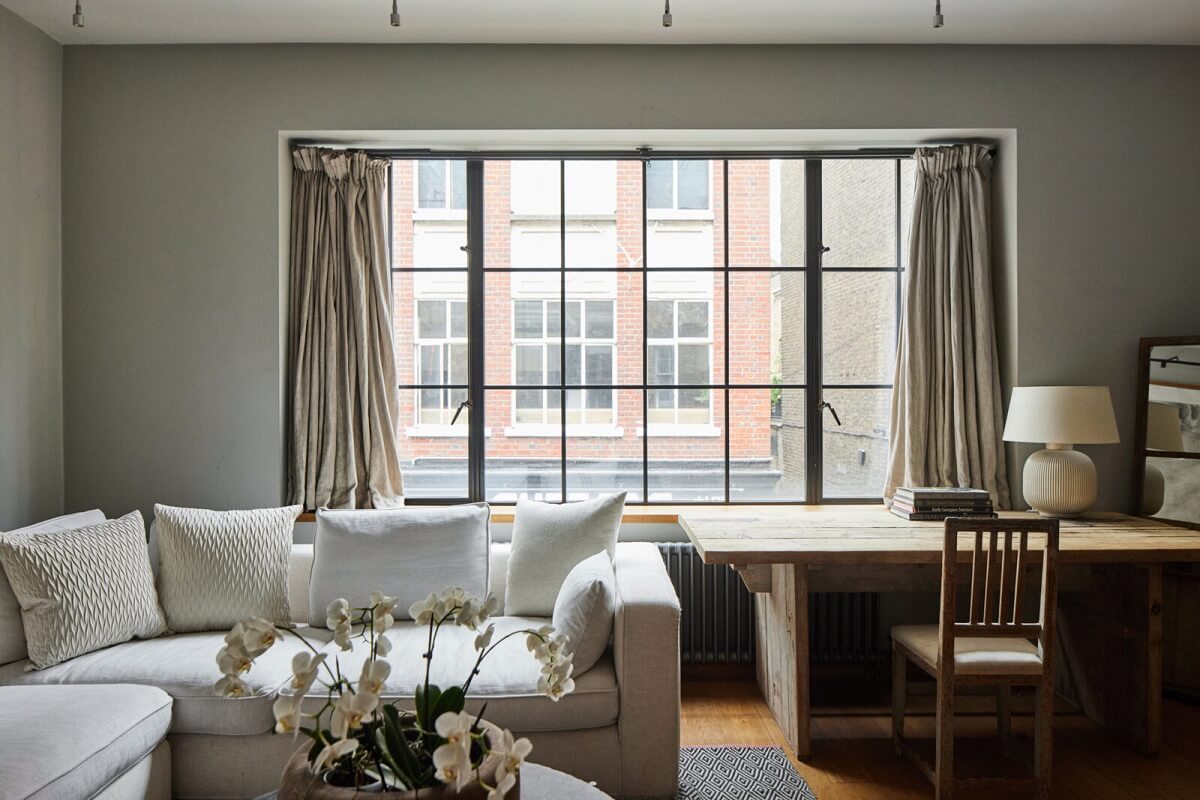 A Modern London Home with Custom Built Oak Furniture 12 sitting-room-white-sofa-desk-nordroom