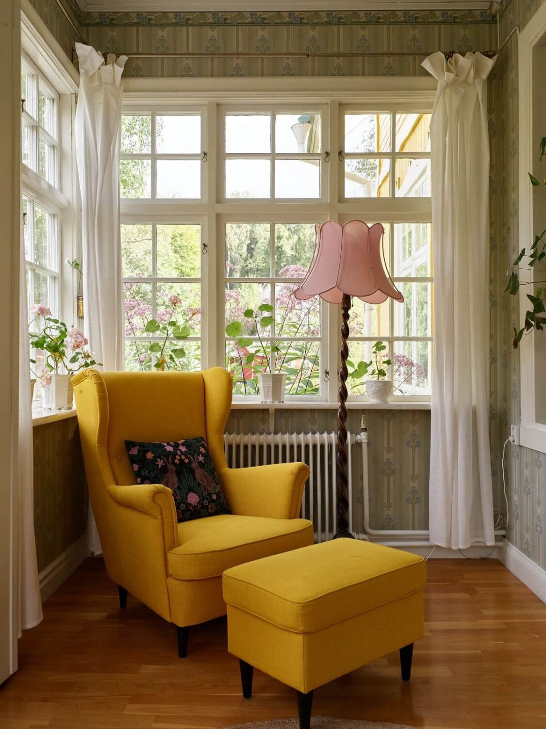 A Beautiful Swedish Country House with a Large Garden 17 sitting-room-yellow-armchair-nordroom