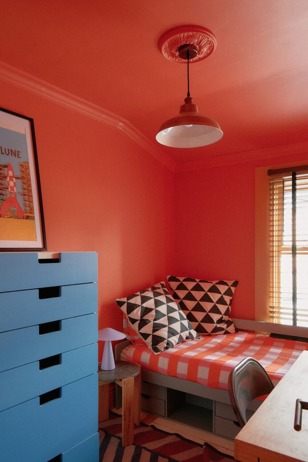 A Fun Colorful Family House in England 33 small-coral-pink-bedroom-nordroom