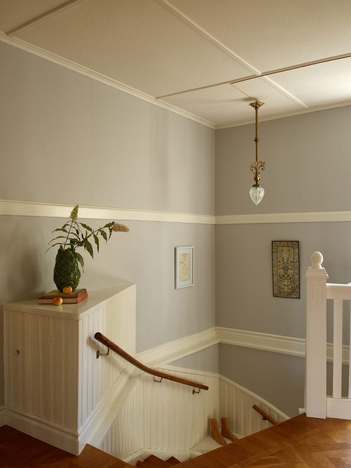A Beautiful Swedish Country House with a Large Garden 20 staircase-light-blue-walls-nordroom