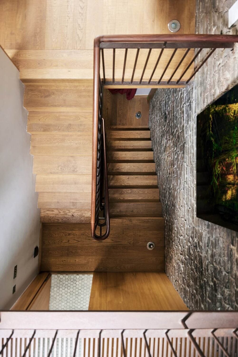 A Modern London Home with Custom Built Oak Furniture 10 staircase-london-home-brick-wall-nordroom
