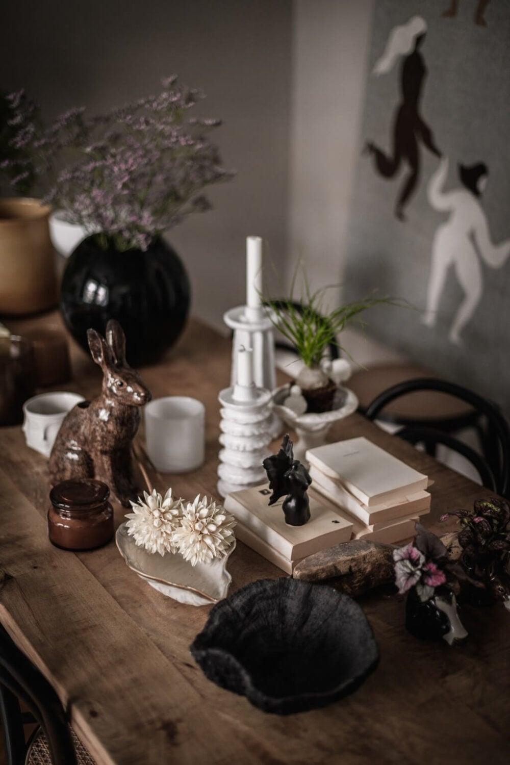 A Dark Gray Painted Ceiling in a Scandi Apartment 10 wooden-dining-table-gray-apartment-nordroom