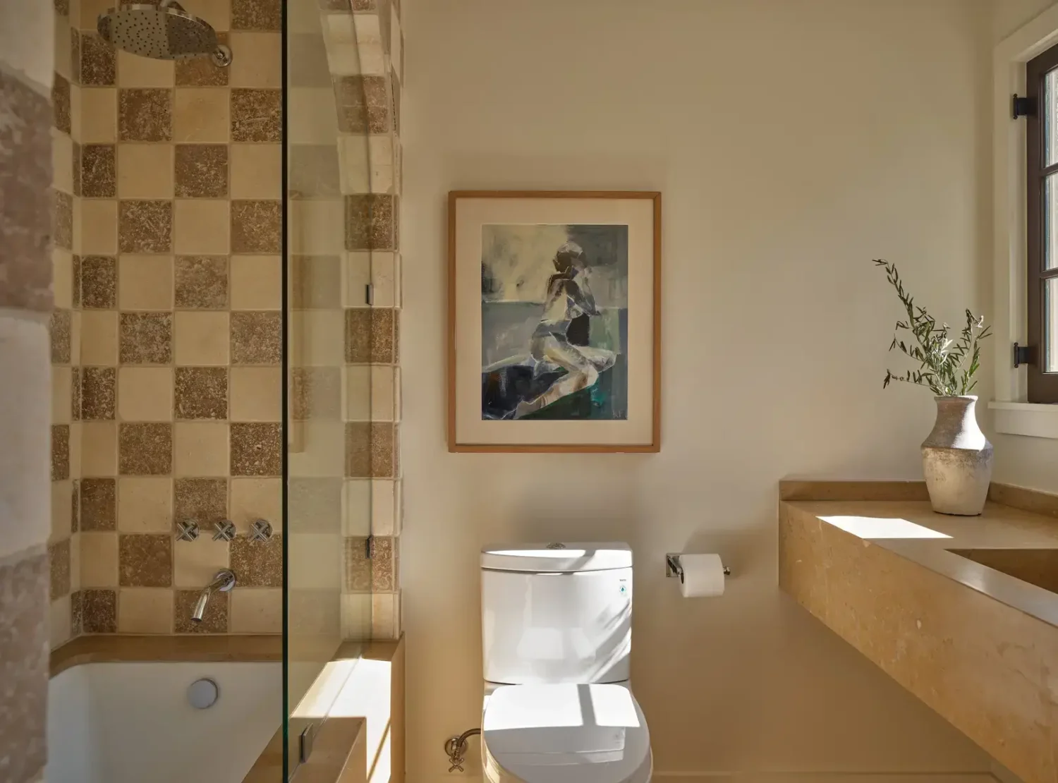 A Renovated Spanish Style Home in Hollywood Hills 27 bathroom-checkerboard-tiles-nordroom