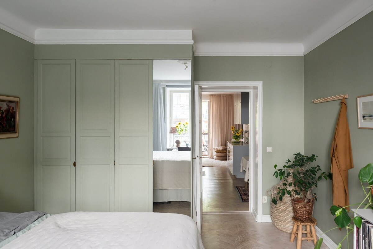 A Charming Open Plan Swedish Apartment 13 built-in-wardrobes-serene-bedroom