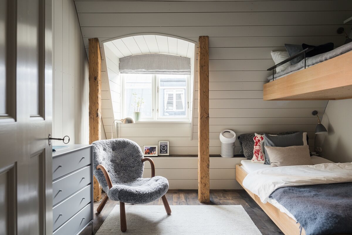A Stylish Penthouse Apartment with Exposed Beams 28 childrens bedroom bunk beds