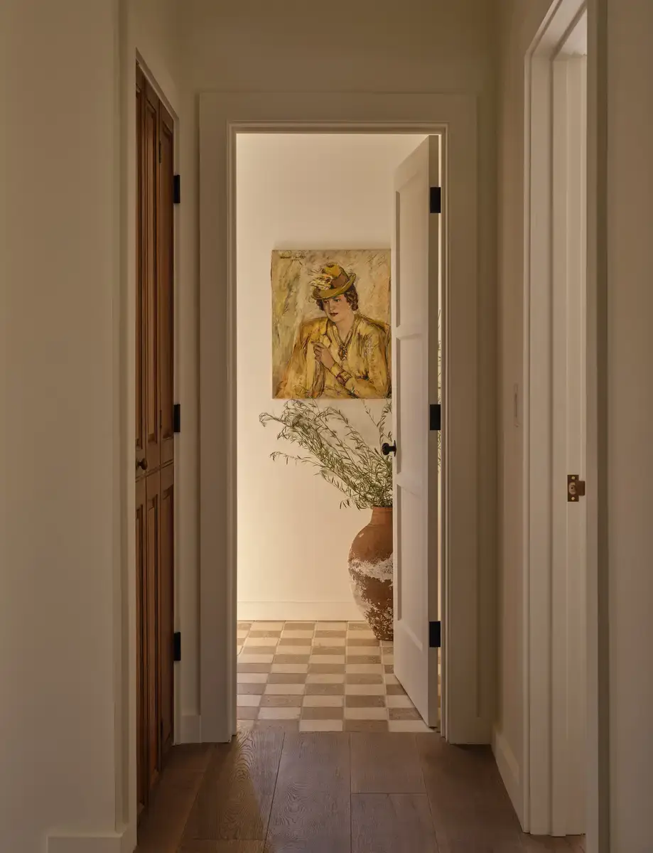 A Renovated Spanish Style Home in Hollywood Hills 26 hallway-checkerboard-floor-nordorom