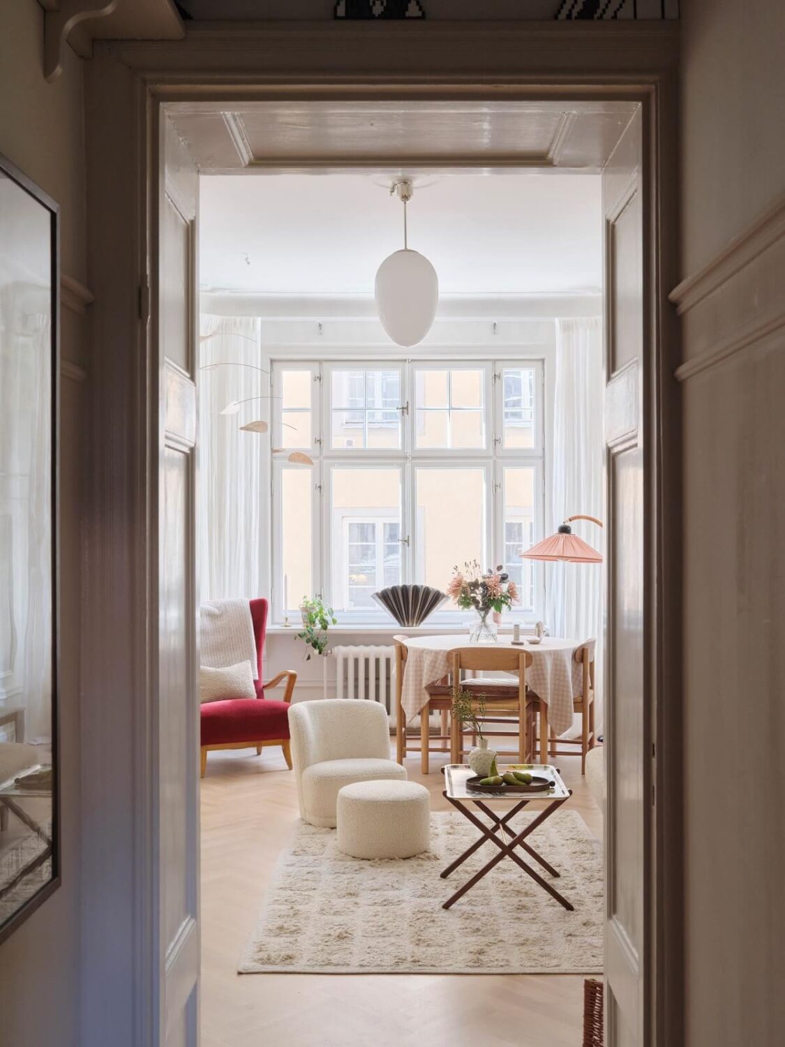 A Light Scandinavian Apartment with Classic Touches 8 hallway-view-into-living-room