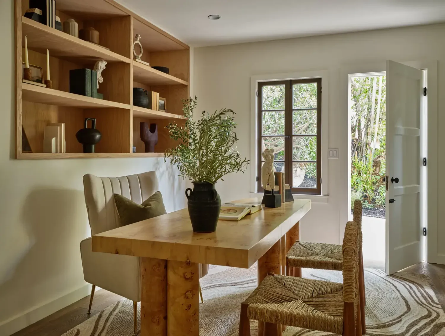 A Renovated Spanish Style Home in Hollywood Hills 20 home-office-built-in-shelves-nordroom