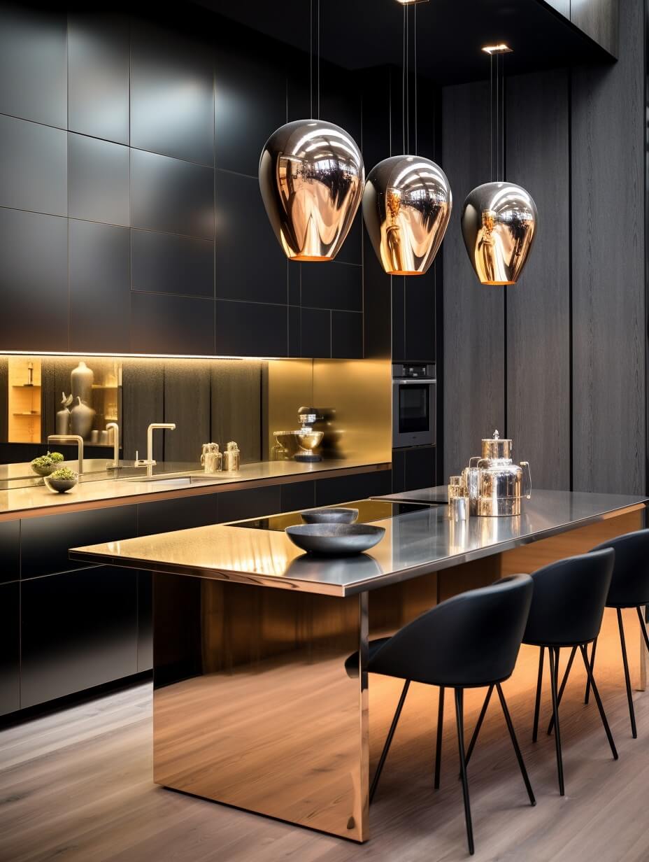 Interior Design Trends for 2024: Comfort, Nature, and Warmth 52 modern-kitchen-metallic-island-interior-design-trends-2024-nordroom
