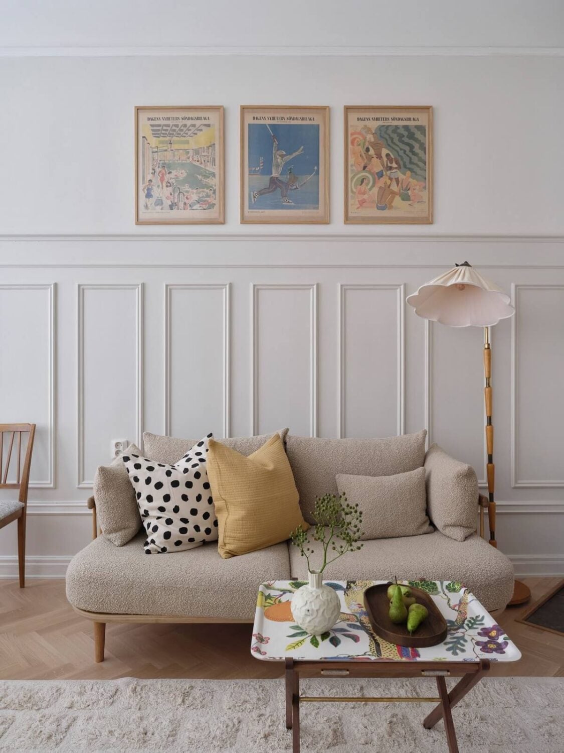 A Light Scandinavian Apartment with Classic Touches 3 scandinavian-living-room-wall-paneling-nordroom