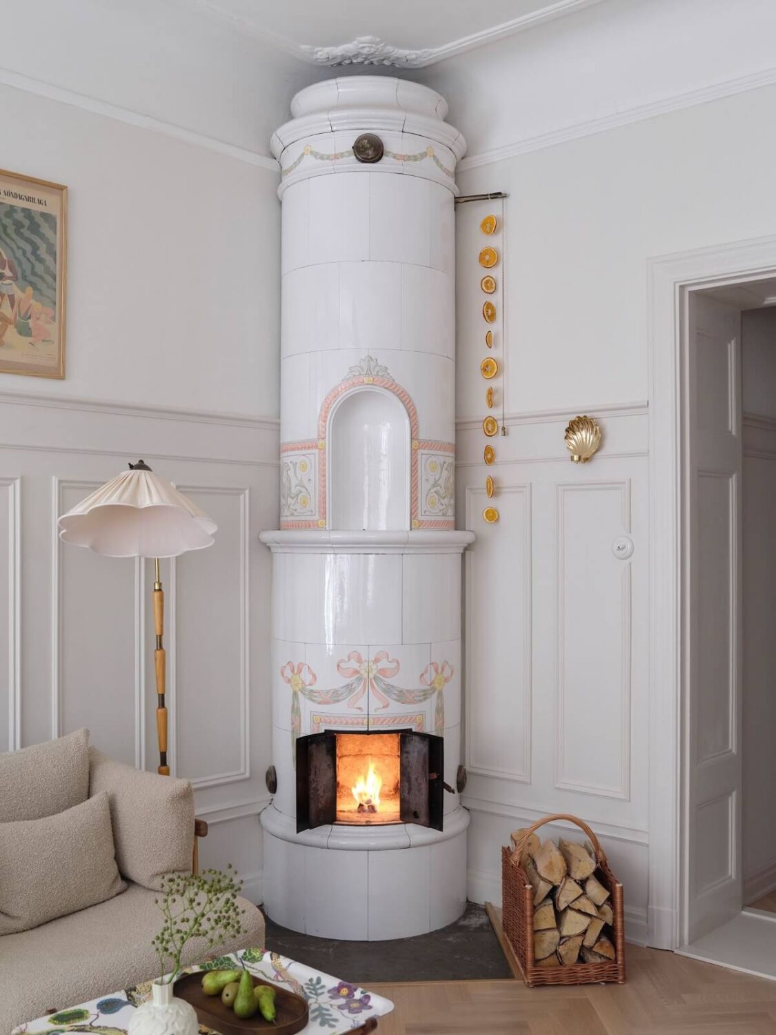 A Light Scandinavian Apartment with Classic Touches 4 tiled-fireplace-sweden