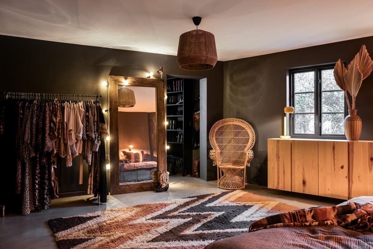 A Unique Bohemian Family Home in a Former Swedish Bakery 25 boho-bedroom-dark-walls-nordroom