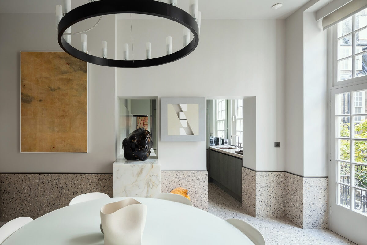 A Unique London Home with Terrazzo Tiles and a Roof Terrace 14 dining room terrazzo tiles nordroom