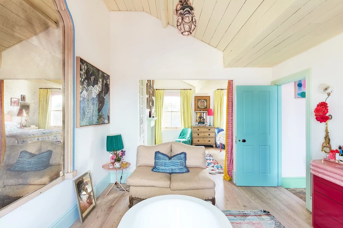 A Playful Colorful Eclectic Artist Home in London 21 double room sitting room bedroom