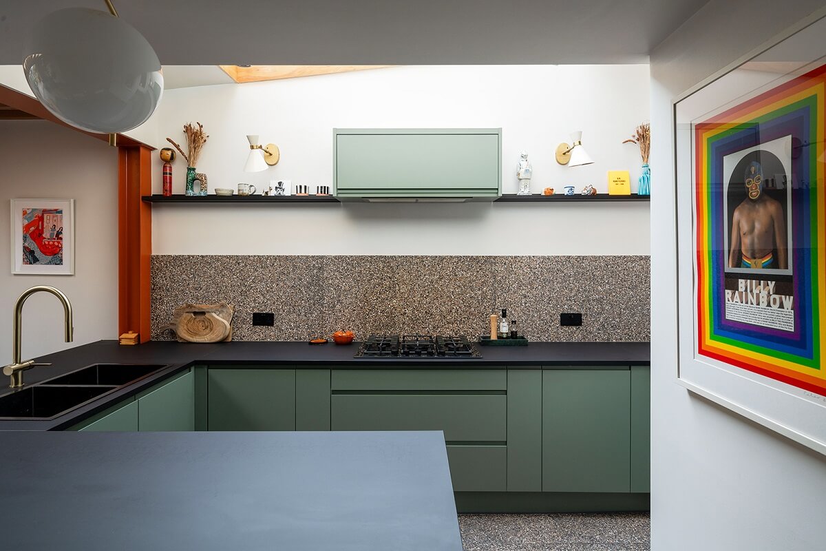 A Green and Pink London Townhouse with A Modern Extension 9 green-kitchen-skylight-extension-nordroom