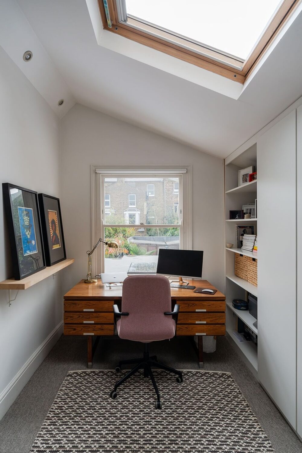 A Green and Pink London Townhouse with A Modern Extension 13 home-office-midcentury-desk-skylight-nordroom