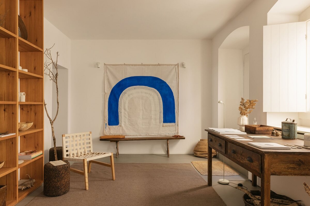 A Renovated 19th Century House with a Minimalistic Decor 2 home-office-wooden-bookshelves