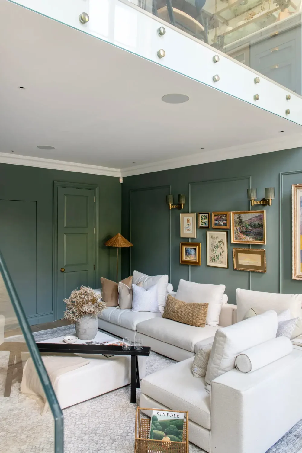 Muted Colors and Classic Design in a London Townhouse 4 living-room-muted-blue-walls-vintage-art-white-furniture-nordroom