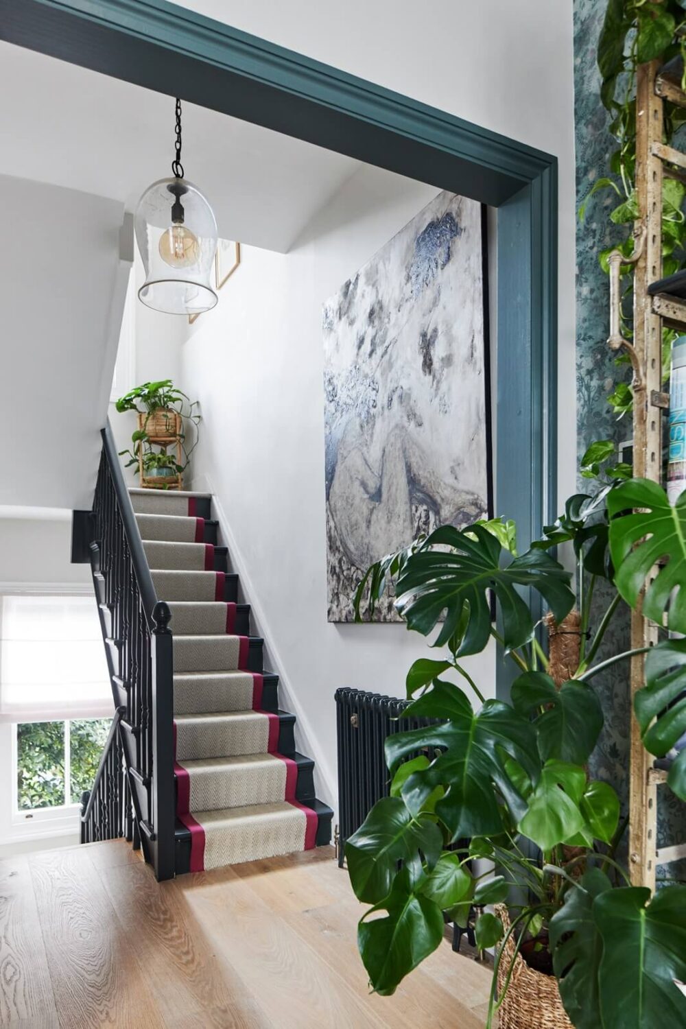 Blue Color Accents in a Restored London Townhouse 7 open-plan-townhouse-hallway-stairs-nordroom