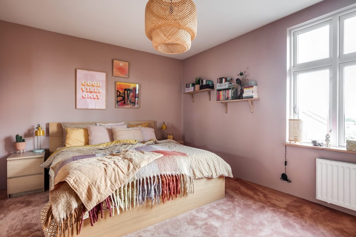 A Unique Bohemian Family Home in a Former Swedish Bakery 30 pink-bedroom