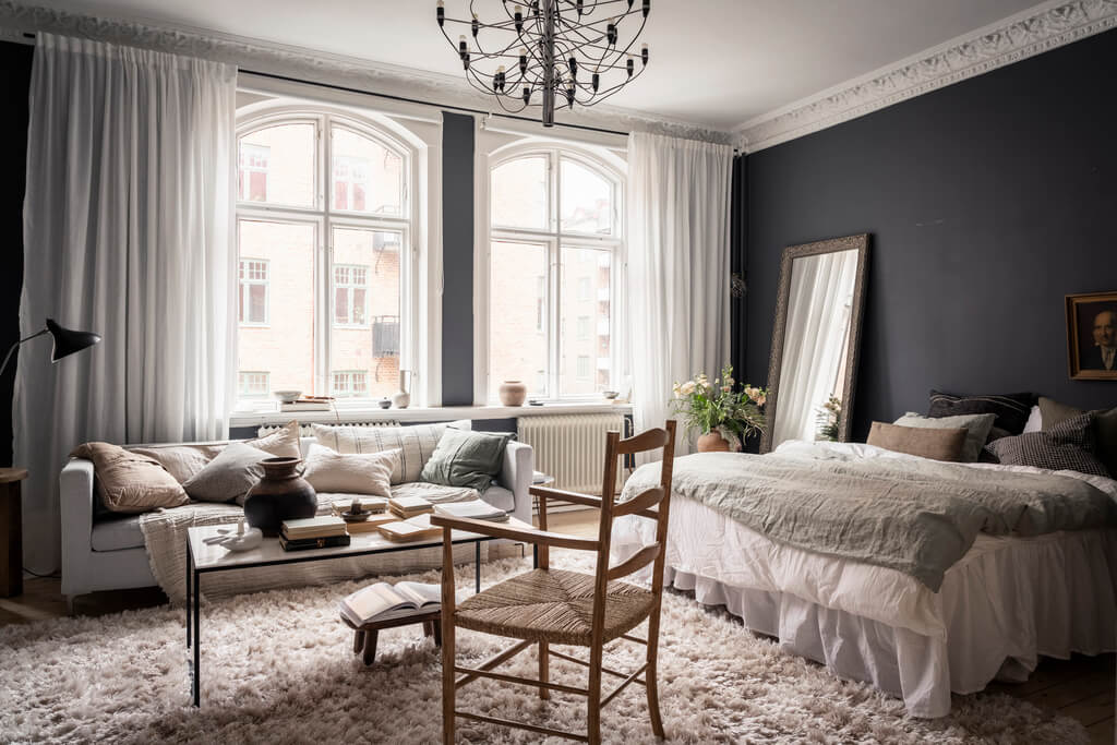 A Scandinavian Studio Apartment with Black Walls 5 scandinavian studio apartment black walls