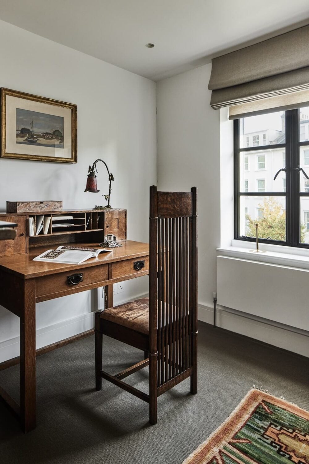 Stylish Monochrome Interiors in an Early 20th Century House 24 small-home-office-wooden-desk-nordroom