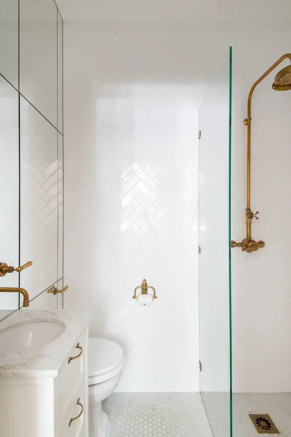Muted Colors and Classic Design in a London Townhouse 21 small-white-bathroom-shower-nordroom