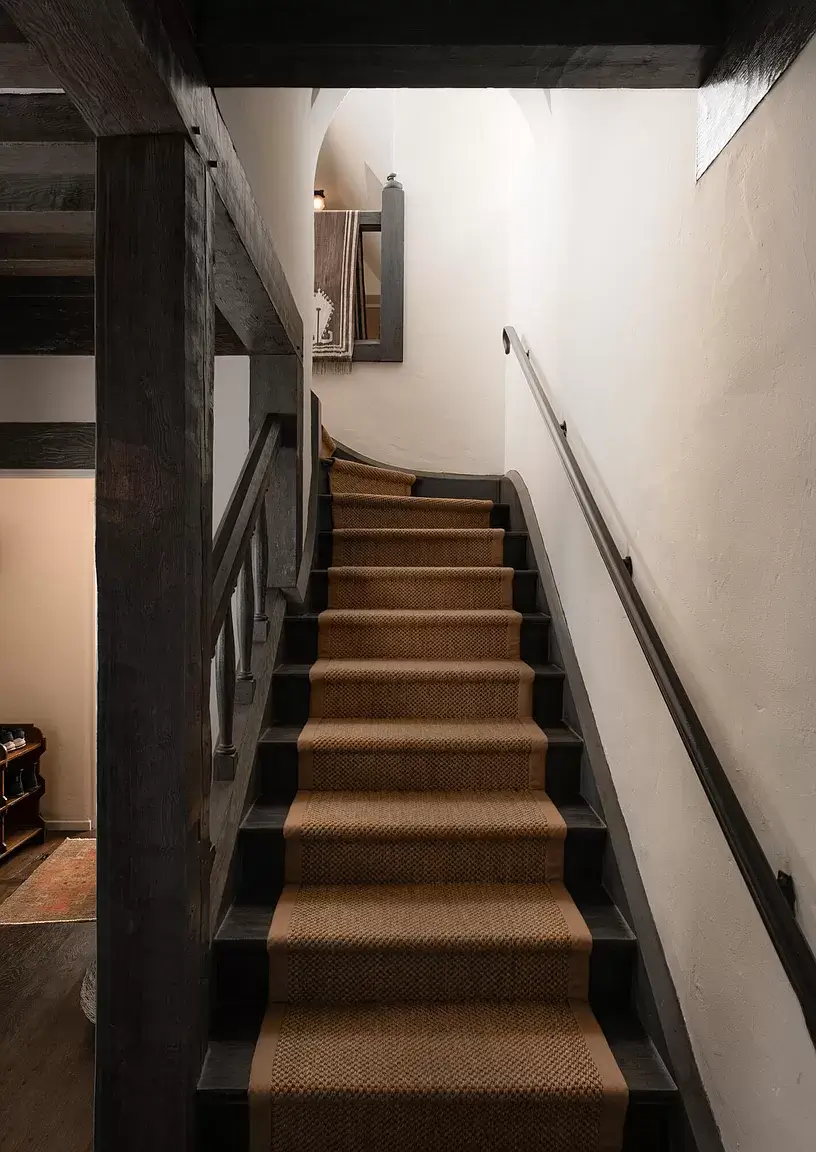 A Cozy Montecito Home Once Owned by Larry David 9 staircase-montecito-home