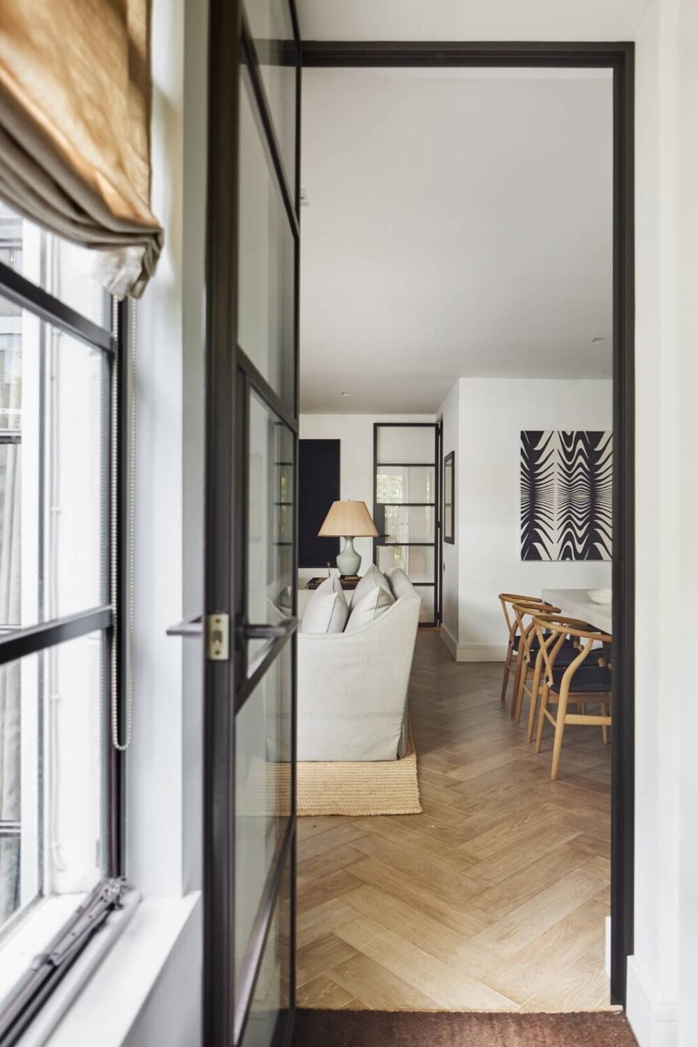 Stylish Monochrome Interiors in an Early 20th Century House 14 steel-glass-door-nordroom