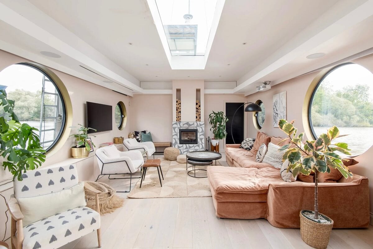 this one floats houseboat london living room skylight