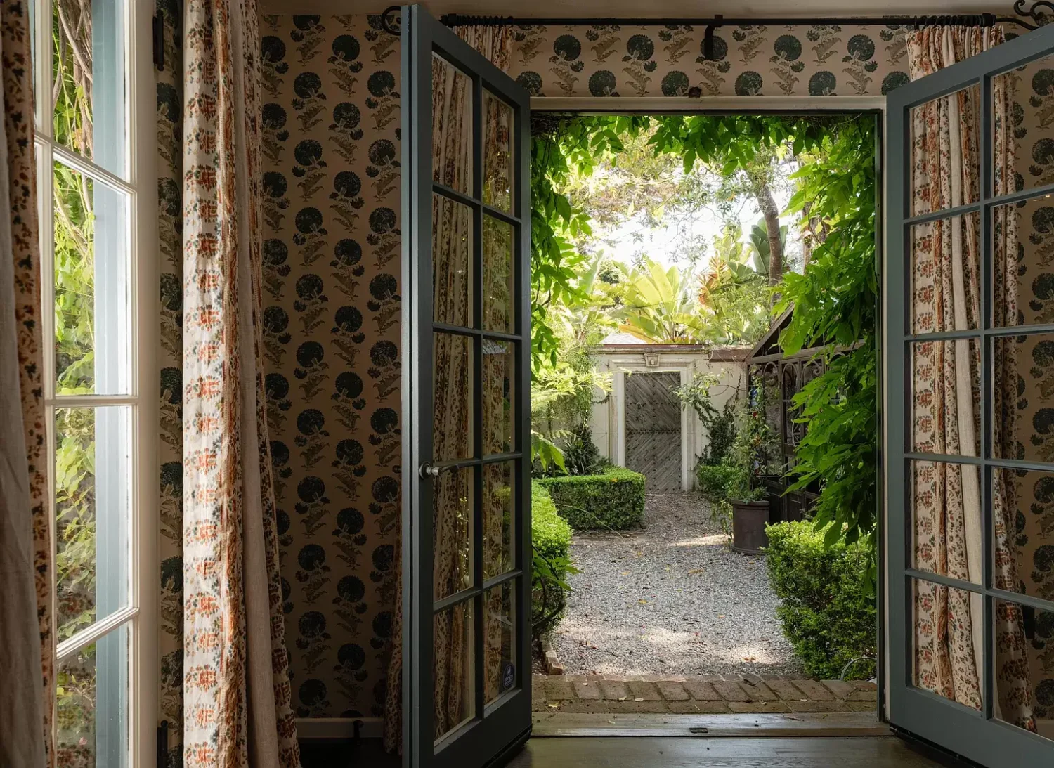 A Cozy Montecito Home Once Owned by Larry David 8 view into garden