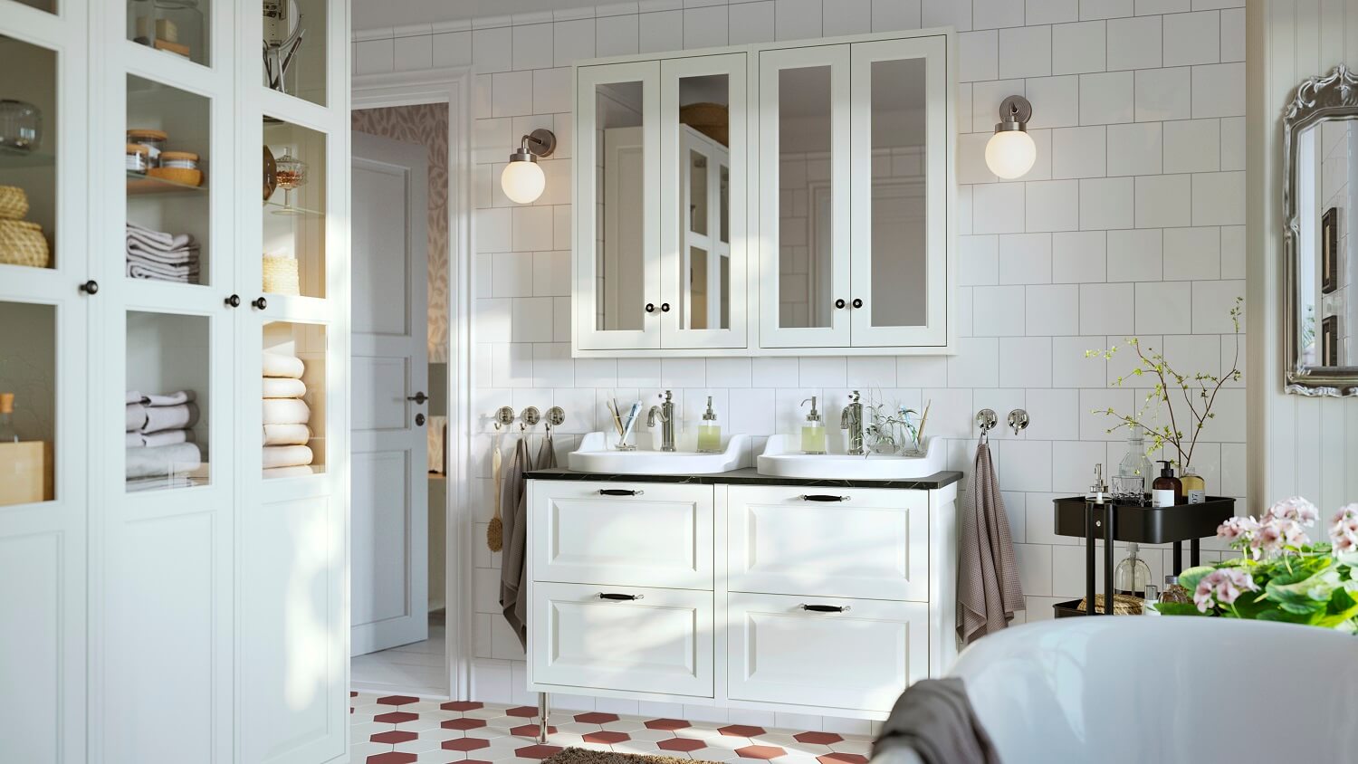 New IKEA Bathroom Collections For A Fresh Start in 2024 17 white-cabinets-IKEA-TÄNNFORSEN-bathroom-nordroom