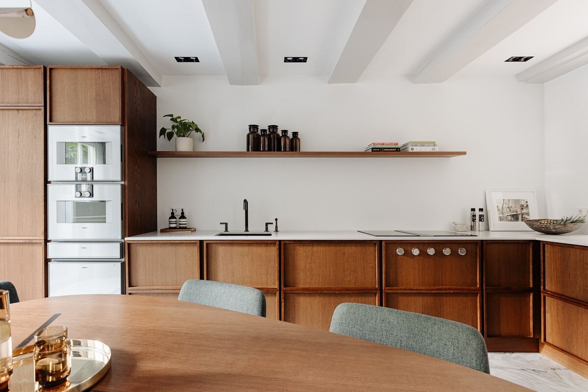 A Luxurious Amsterdam Canal House with High Ceilings 12 wooden kitchen canal house