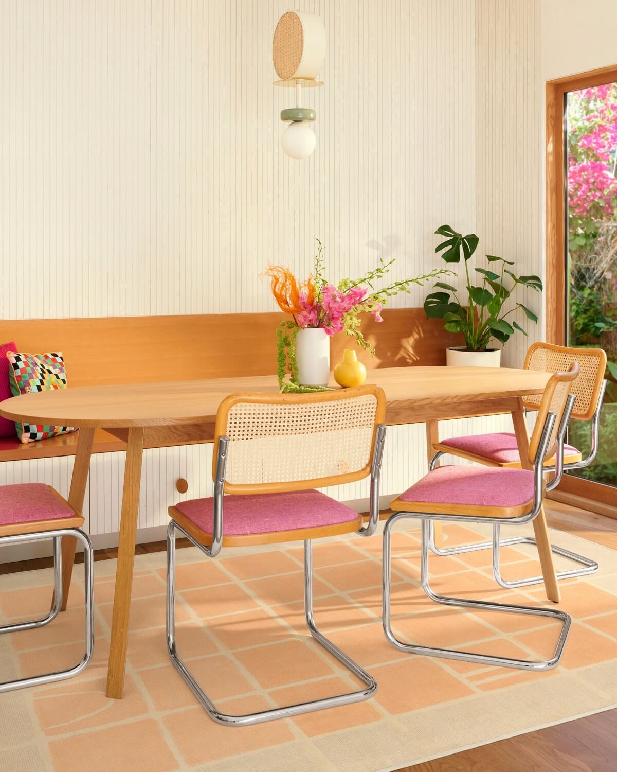 Pantone Color of the Year 2024 Home Decor Inspiration 15 Pantone_Peach_Fuzz_Neutral_Grid_Play_Rug_Ruggable