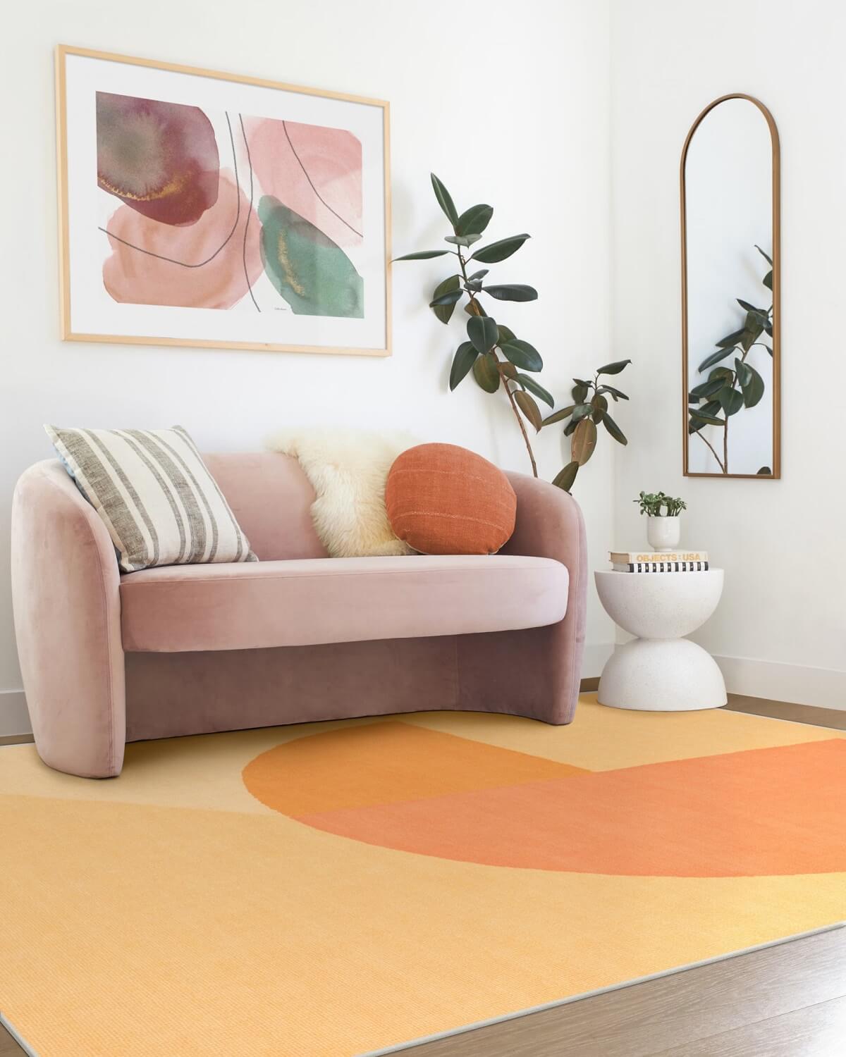 Pantone Color of the Year 2024 Home Decor Inspiration 11 Pantone_Peach_Fuzz_Pop_Divide_Rug_Ruggable