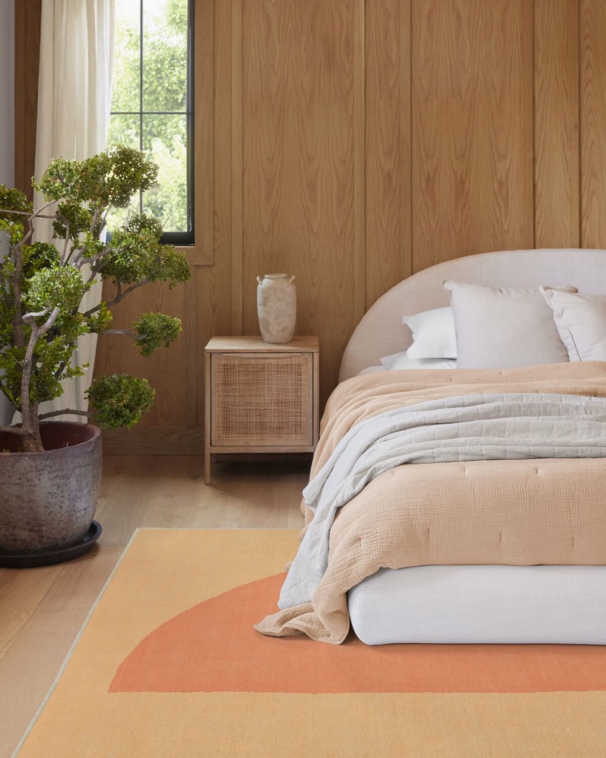 Pantone Color of the Year 2024 Home Decor Inspiration 10 bedroom Pantone_Peach_Fuzz_Pop_Divide_Rug_Ruggable