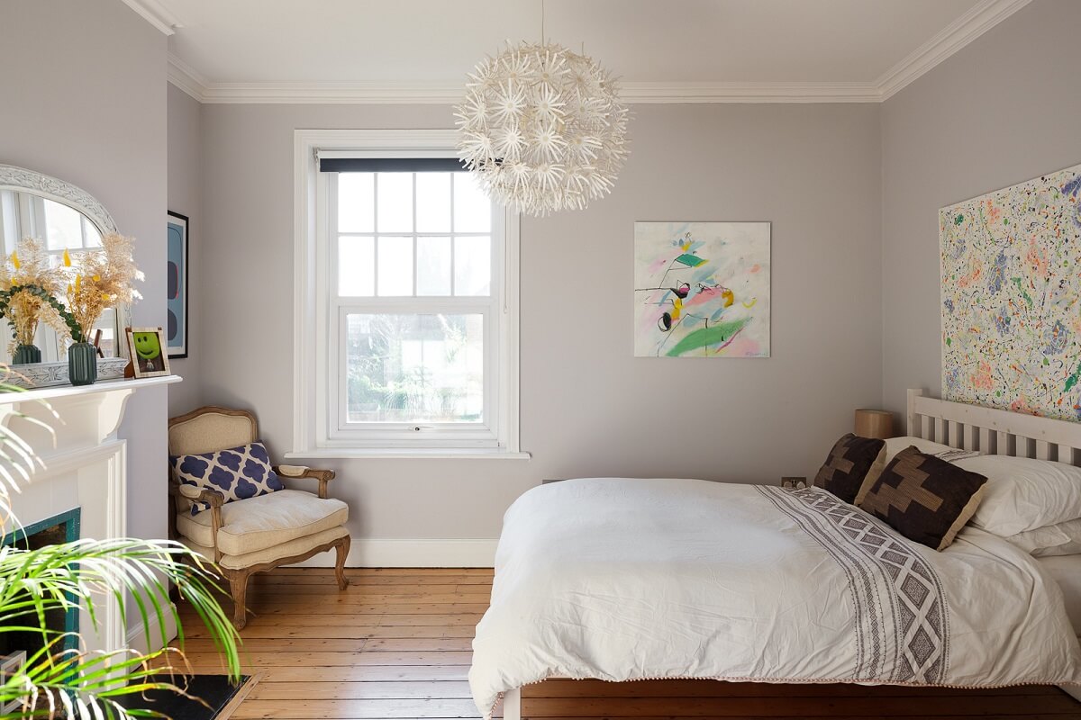 Playful Colors in a Historic Home in Kent 12 bedroom-wooden-floor-light-gray-walls-nordroom