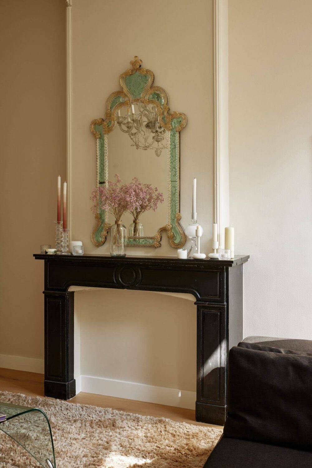 A Light Historic House in Amsterdam 9 black-fireplace-mantel