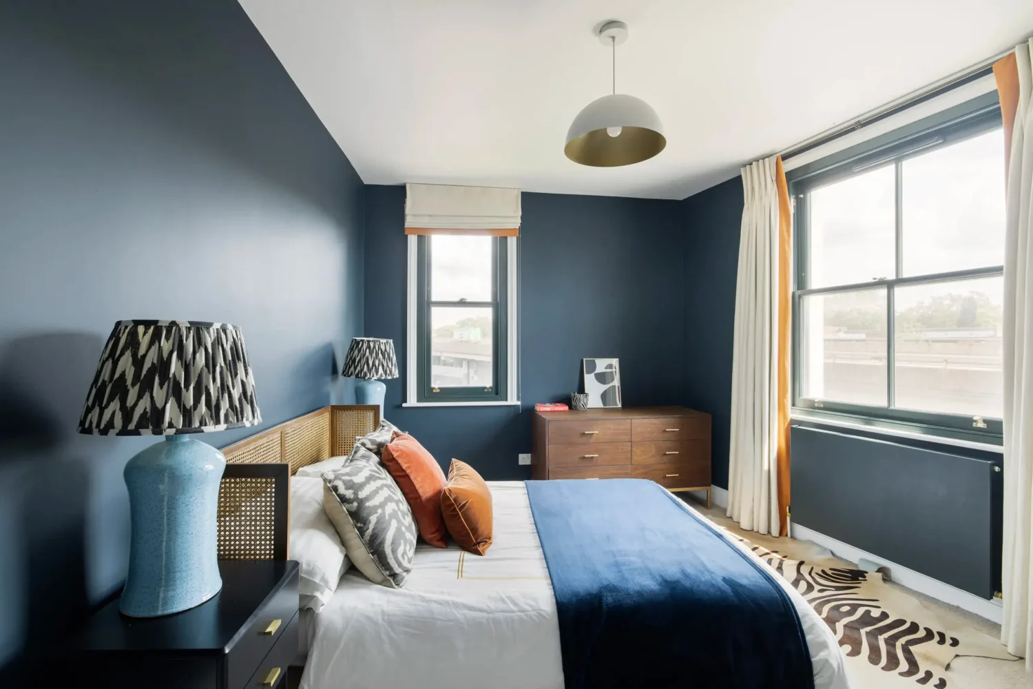 A London Maisonette with Color Pops 7 blue bedroom