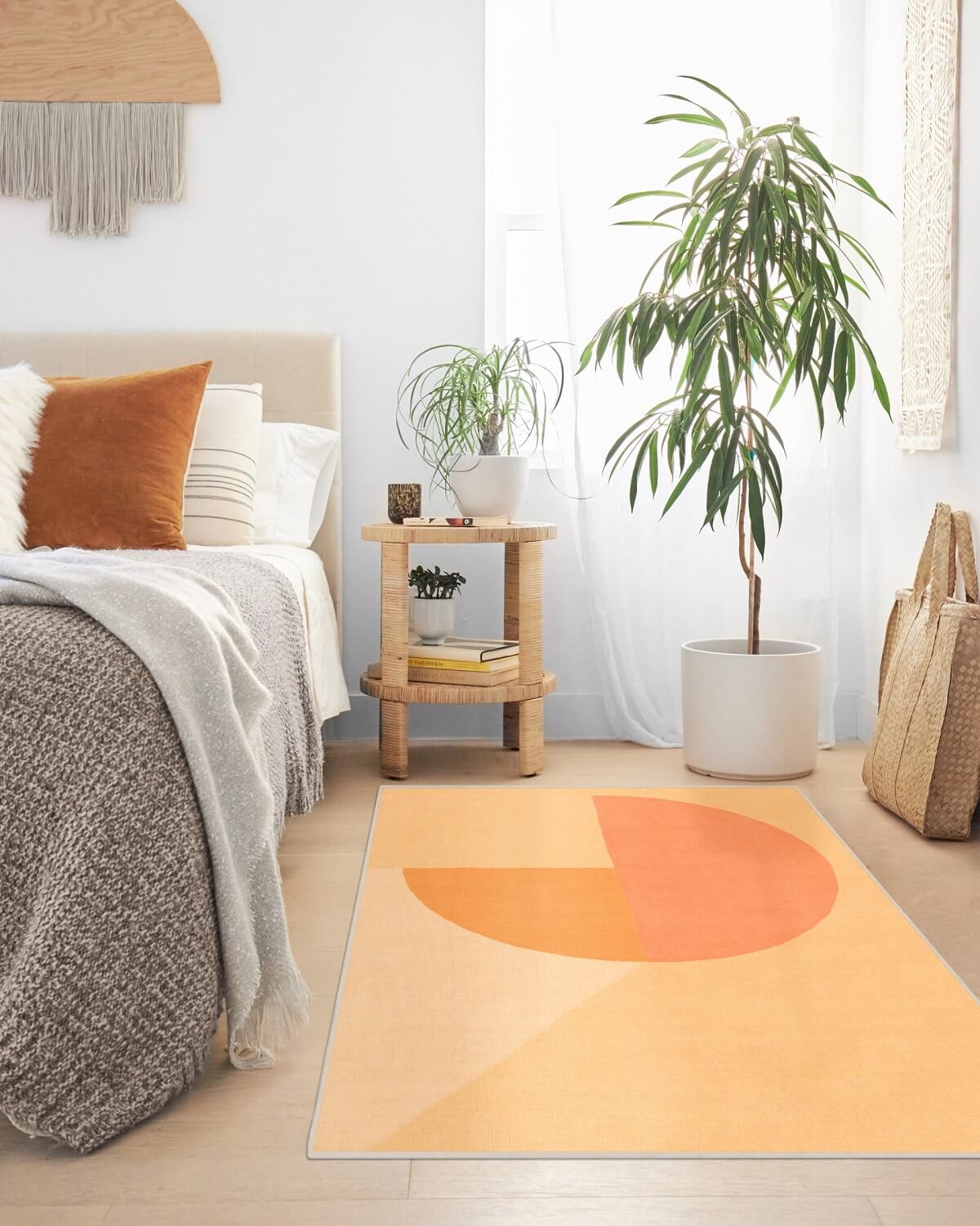 Pantone Color of the Year 2024 Home Decor Inspiration 12 light bedroom Pantone_Peach_Fuzz_Pop_Divide_Rug_Ruggable