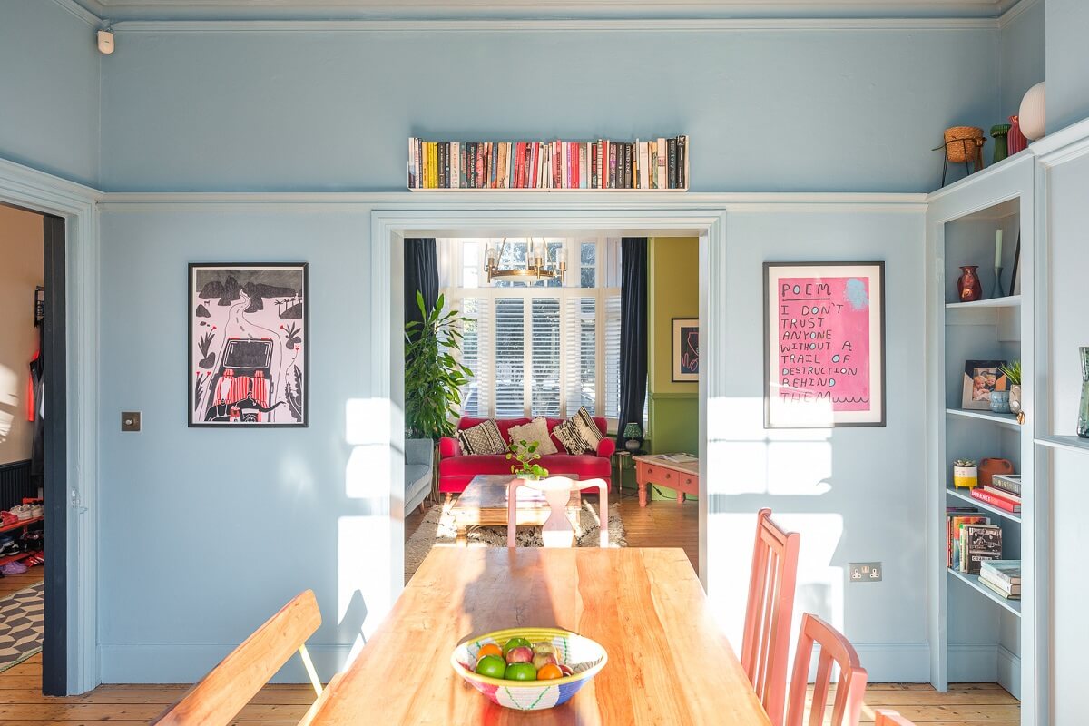 Playful Colors in a Historic Home in Kent 5 light-blue-dining-room-nordroom