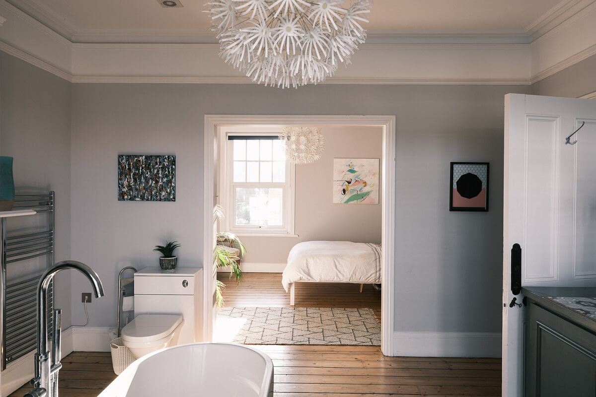 Playful Colors in a Historic Home in Kent 14 master-bedroom-en-suite-gray-walls-nordroom