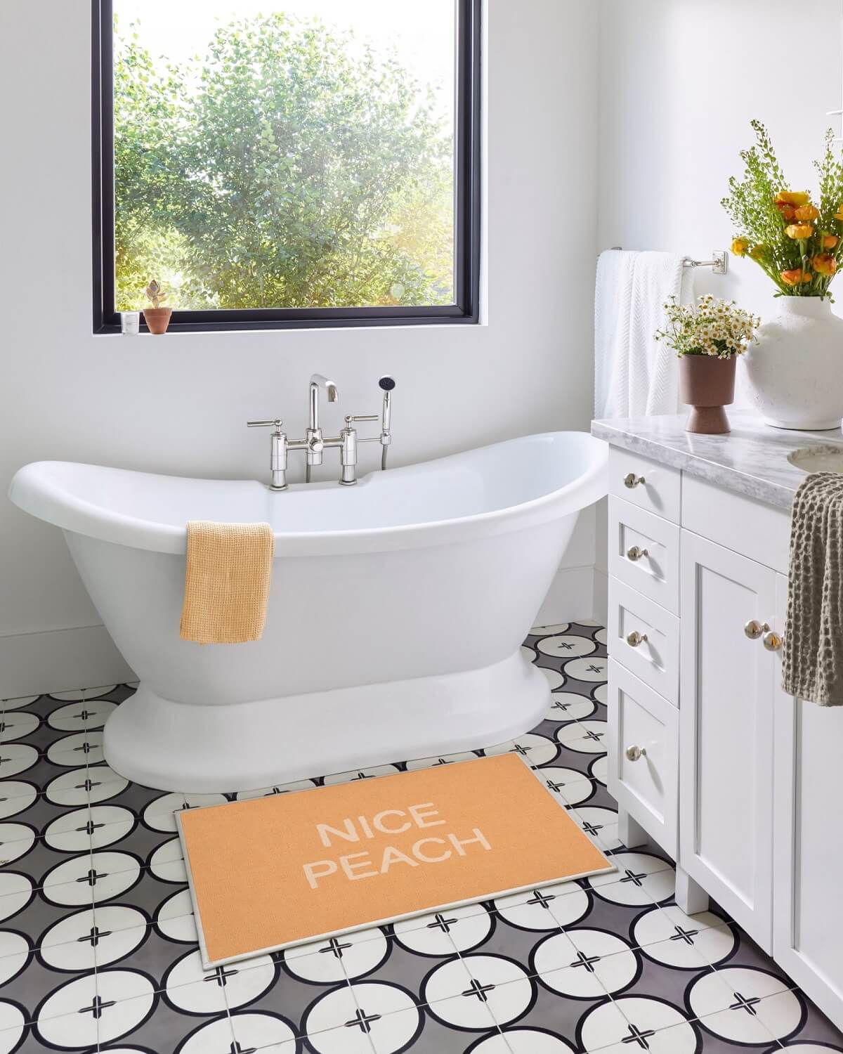 Pantone Color of the Year 2024 Home Decor Inspiration 14 peaz fuzz bath mat nordroom
